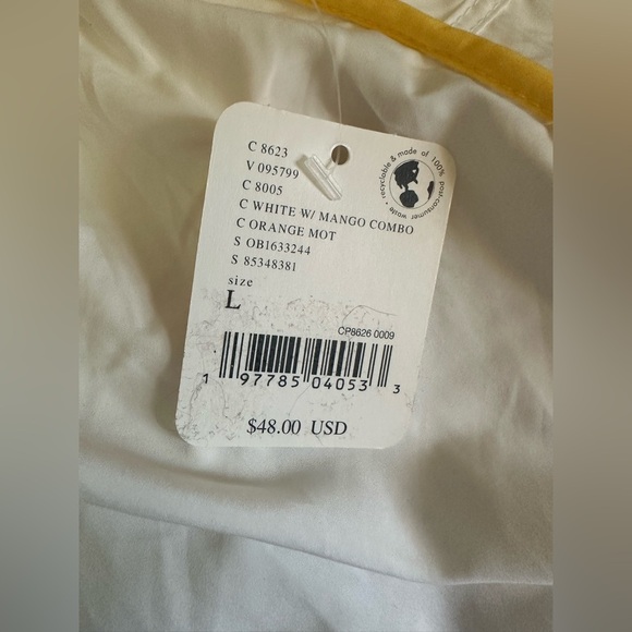 NWT FREE PEOPLE FP Movement Easy Tiger Shorts White w/ Mango Combo Large - Picture 5 of 8